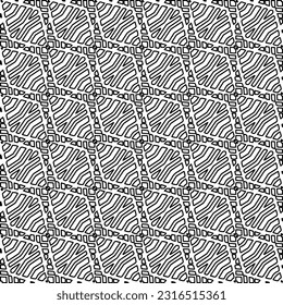 Stylish texture with figures from lines. Line art. Black and white pattern. Abstract background for web page, textures, card, poster, fabric, textile.
