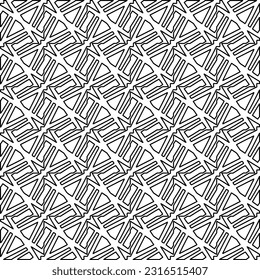 Stylish texture with figures from lines. Line art. Black and white pattern. Abstract background for web page, textures, card, poster, fabric, textile.