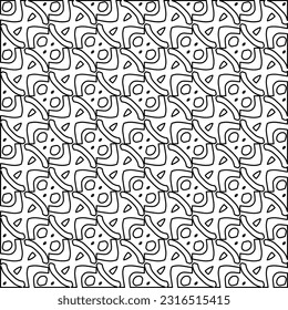 Stylish texture with figures from lines. Line art. Black and white pattern. Abstract background for web page, textures, card, poster, fabric, textile.