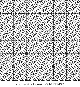 Stylish texture with figures from lines. Line art. Black and white pattern. Abstract background for web page, textures, card, poster, fabric, textile.