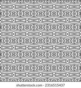 Stylish texture with figures from lines. Line art. Black and white pattern. Abstract background for web page, textures, card, poster, fabric, textile.