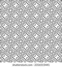 Stylish texture with figures from lines. Line art. Black and white pattern. Abstract background for web page, textures, card, poster, fabric, textile.