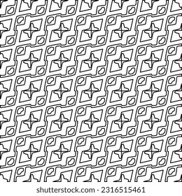 Stylish texture with figures from lines. Line art. Black and white pattern. Abstract background for web page, textures, card, poster, fabric, textile.