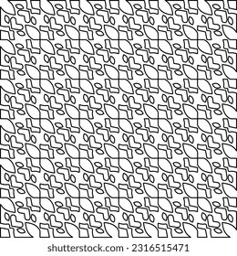 Stylish texture with figures from lines. Line art. Black and white pattern. Abstract background for web page, textures, card, poster, fabric, textile.