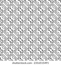 Stylish texture with figures from lines. Line art. Black and white pattern. Abstract background for web page, textures, card, poster, fabric, textile.