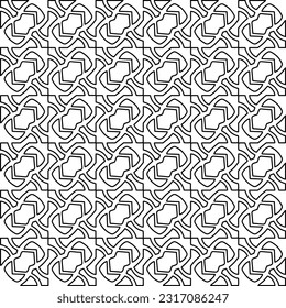 Stylish texture with figures from lines. Line art. Black and white pattern. Abstract background for web page, textures, card, poster, fabric, textile.