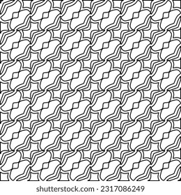 Stylish texture with figures from lines. Line art. Black and white pattern. Abstract background for web page, textures, card, poster, fabric, textile.