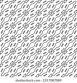 Stylish texture with figures from lines. Line art. Black and white pattern. Abstract background for web page, textures, card, poster, fabric, textile.