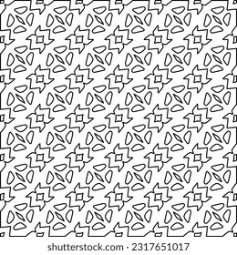 Stylish texture with figures from lines. Line art. Black and white pattern. Abstract background for web page, textures, card, poster, fabric, textile.