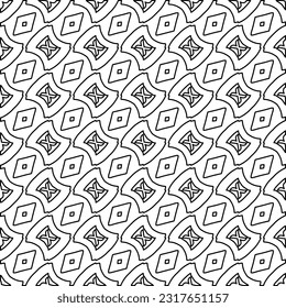 Stylish texture with figures from lines. Line art. Black and white pattern. Abstract background for web page, textures, card, poster, fabric, textile.