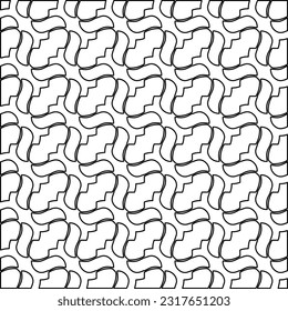 Stylish texture with figures from lines. Line art. Black and white pattern. Abstract background for web page, textures, card, poster, fabric, textile.