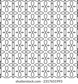 Stylish texture with figures from lines. Line art. Black and white pattern. Abstract background for web page, textures, card, poster, fabric, textile.