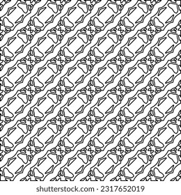 Stylish texture with figures from lines. Line art. Black and white pattern. Abstract background for web page, textures, card, poster, fabric, textile.