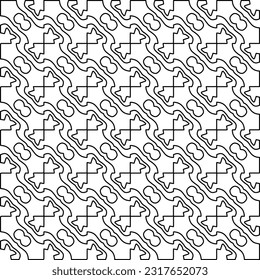 Stylish texture with figures from lines. Line art. Black and white pattern. Abstract background for web page, textures, card, poster, fabric, textile.