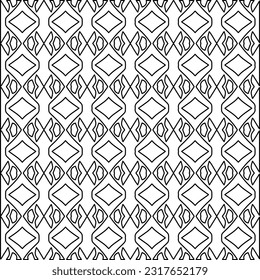 Stylish texture with figures from lines. Line art. Black and white pattern. Abstract background for web page, textures, card, poster, fabric, textile.