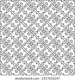 Stylish texture with figures from lines. Line art. Black and white pattern. Abstract background for web page, textures, card, poster, fabric, textile.