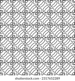 Stylish texture with figures from lines. Line art. Black and white pattern. Abstract background for web page, textures, card, poster, fabric, textile.