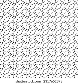 Stylish texture with figures from lines. Line art. Black and white pattern. Abstract background for web page, textures, card, poster, fabric, textile.