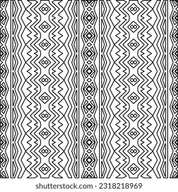 Stylish texture with figures from lines. Line art. Black and white pattern. Abstract background for web page, textures, card, poster, fabric, textile.
