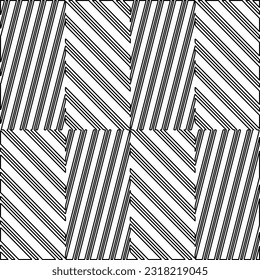 Stylish texture with figures from lines. Line art. Black and white pattern. Abstract background for web page, textures, card, poster, fabric, textile.