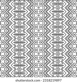 Stylish texture with figures from lines. Line art. Black and white pattern. Abstract background for web page, textures, card, poster, fabric, textile.
