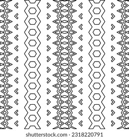 Stylish texture with figures from lines. Line art. Black and white pattern. Abstract background for web page, textures, card, poster, fabric, textile.