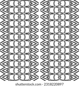 Stylish texture with figures from lines. Line art. Black and white pattern. Abstract background for web page, textures, card, poster, fabric, textile.