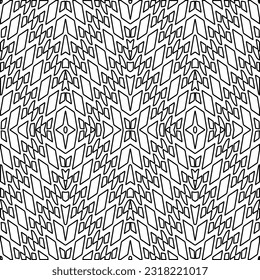 Stylish texture with figures from lines. Line art. Black and white pattern. Abstract background for web page, textures, card, poster, fabric, textile.