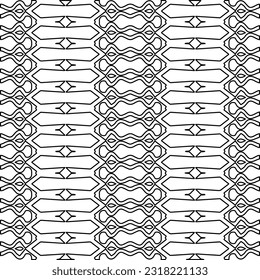 Stylish texture with figures from lines. Line art. Black and white pattern. Abstract background for web page, textures, card, poster, fabric, textile.