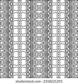 Stylish texture with figures from lines. Line art. Black and white pattern. Abstract background for web page, textures, card, poster, fabric, textile.
