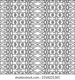 Stylish texture with figures from lines. Line art. Black and white pattern. Abstract background for web page, textures, card, poster, fabric, textile.