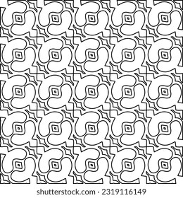  Stylish texture with figures from lines. Line art. Black and white pattern. Abstract background for web page, textures, card, poster, fabric, textile. 