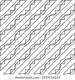  Stylish texture with figures from lines. Line art. Black and white pattern. Abstract background for web page, textures, card, poster, fabric, textile. 
