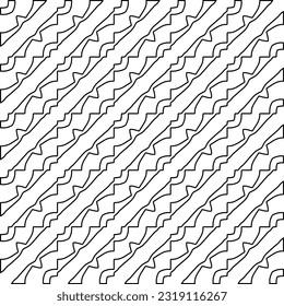 Stylish texture with figures from lines. Line art. Black and white pattern. Abstract background for web page, textures, card, poster, fabric, textile. 