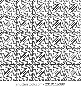 Stylish texture with figures from lines. Line art. Black and white pattern. Abstract background for web page, textures, card, poster, fabric, textile. 