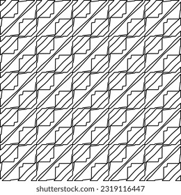  Stylish texture with figures from lines. Line art. Black and white pattern. Abstract background for web page, textures, card, poster, fabric, textile. 