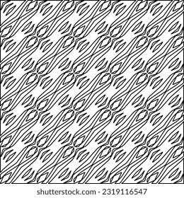 Stylish texture with figures from lines. Line art. Black and white pattern. Abstract background for web page, textures, card, poster, fabric, textile. 