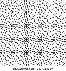 Stylish texture with figures from lines. Line art. Black and white pattern. Abstract background for web page, textures, card, poster, fabric, textile. 
