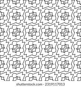 Stylish texture with figures from lines. Line art. Black and white pattern. Abstract background for web page, textures, card, poster, fabric, textile. 