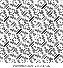 Stylish texture with figures from lines. Line art. Black and white pattern. Abstract background for web page, textures, card, poster, fabric, textile. 