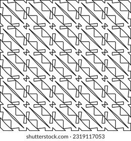  Stylish texture with figures from lines. Line art. Black and white pattern. Abstract background for web page, textures, card, poster, fabric, textile. 