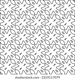 Stylish texture with figures from lines. Line art. Black and white pattern. Abstract background for web page, textures, card, poster, fabric, textile. 