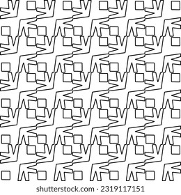 Stylish texture with figures from lines. Line art. Black and white pattern. Abstract background for web page, textures, card, poster, fabric, textile. 