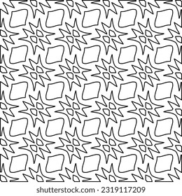 Stylish texture with figures from lines. Line art. Black and white pattern. Abstract background for web page, textures, card, poster, fabric, textile. 