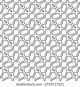 Stylish texture with figures from lines. Line art. Black and white pattern. Abstract background for web page, textures, card, poster, fabric, textile. 