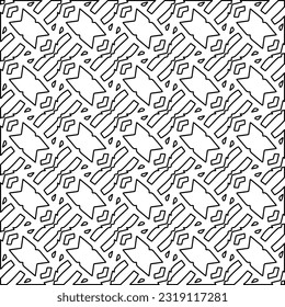  Stylish texture with figures from lines. Line art. Black and white pattern. Abstract background for web page, textures, card, poster, fabric, textile. 
