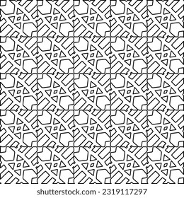 Stylish texture with figures from lines. Line art. Black and white pattern. Abstract background for web page, textures, card, poster, fabric, textile. 