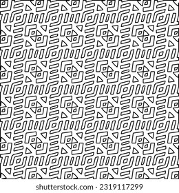  Stylish texture with figures from lines. Line art. Black and white pattern. Abstract background for web page, textures, card, poster, fabric, textile. 
