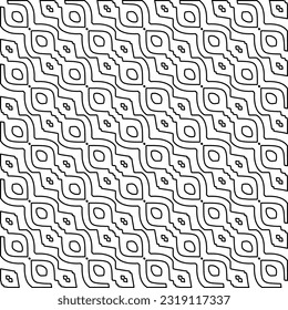 Stylish texture with figures from lines. Line art. Black and white pattern. Abstract background for web page, textures, card, poster, fabric, textile. 