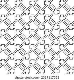 Stylish texture with figures from lines. Line art. Black and white pattern. Abstract background for web page, textures, card, poster, fabric, textile. 
